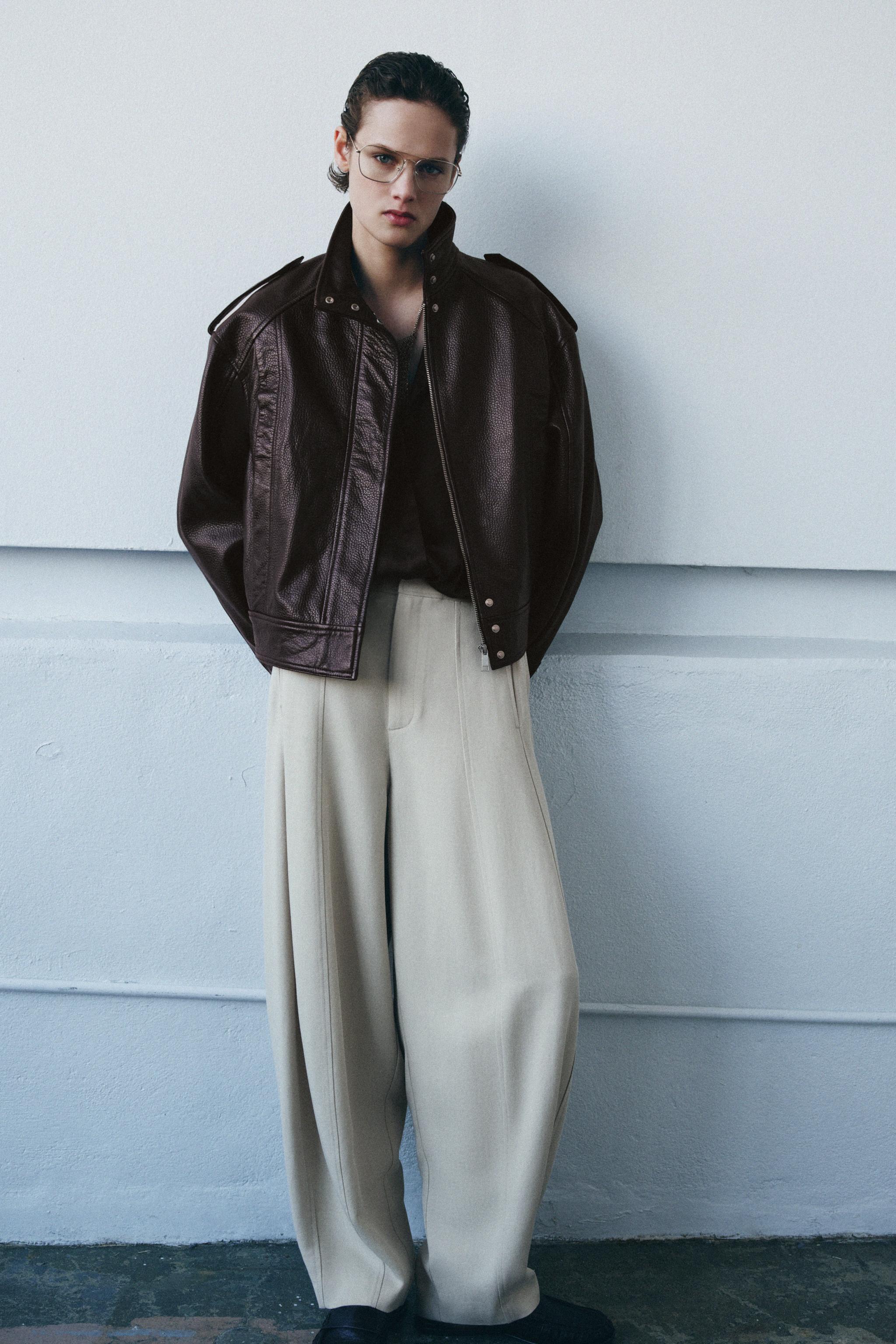 100% Leather Bomber Jacket Zw Collection Limited Edition