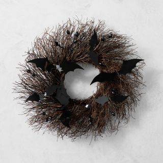 Spooky Halloween Bat Live Wreath, 22