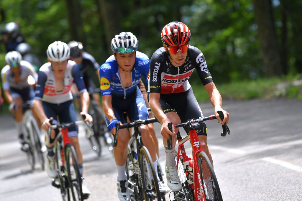 LLEX MONTSJURA FRANCE JULY 31 Harm Vanhoucke of Belgium and Team Lotto Soudal in the Breakaway during the 33rd Tour de lAin 2021 Stage 3 a 125km stage from Izernore to Llex MontsJura 900m tourdelain on July 31 2021 in Llex MontsJura France Photo by Luc ClaessenGetty Images