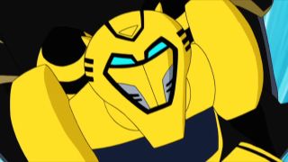 Bumblebee (Bumper Robinson) flying away on Transformers: Animated