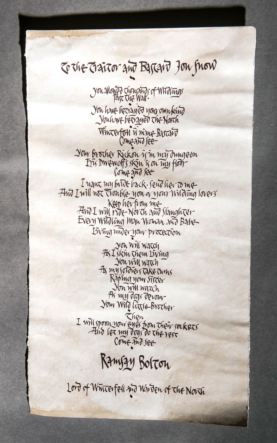 Read the Game of Thrones letter that led to huge consequences in this