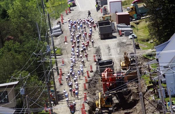 The riders faced a stretch of road that was under construction.