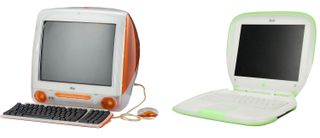 iMac G3 next to clamshell iBook