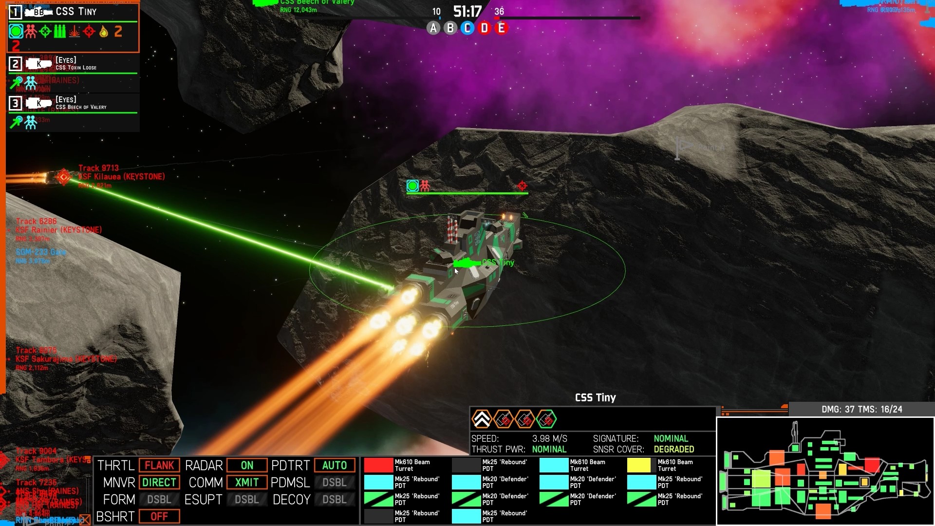 Space ships face off in Nebulous Fleet Command.