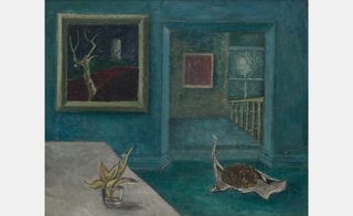 dark oil painting of home interior