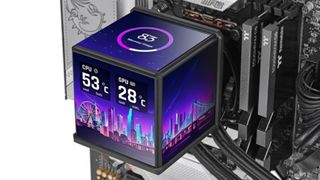 A promotional image for the Thermaltake Minecube 360 Ultra ARGB Sync AIO liquid CPU cooler.
