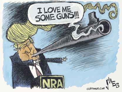 Political Cartoon U.S. NRA Trump 2016