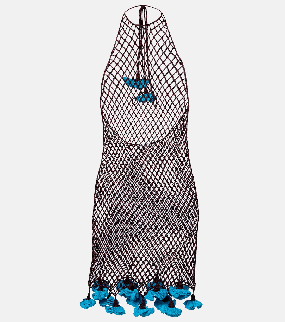 Floral-Appliqu&amp;eacute; Open-Knit Cotton Minidress