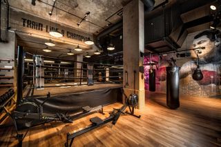 Boxing ring inside luxury London boxing gym BXR