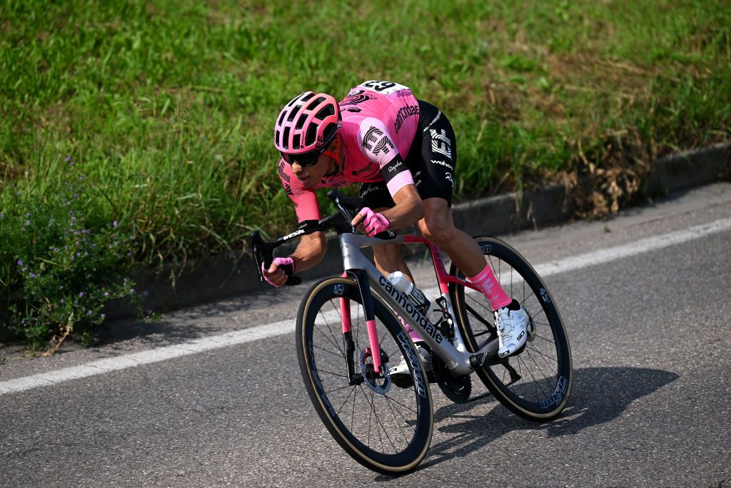 VARESE ITALY OCTOBER 03 Rigoberto Uran of Colombia and EF EducationEasyPost competes during the 102nd Tre Valli Varesine 2023 a 19654km one day race from Busto Arsizio to Varese on October 03 2023 in Varese Italy Photo by Dario BelingheriGetty Images