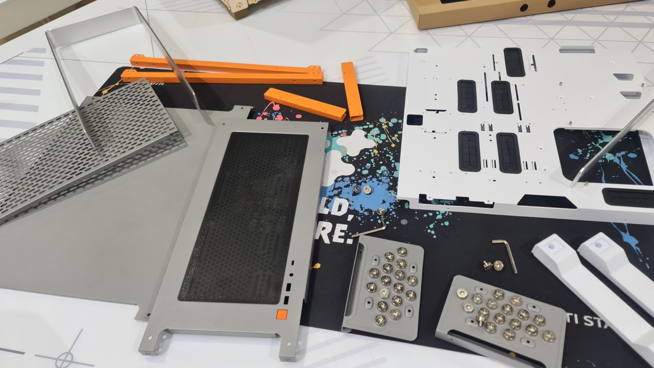 InWin flat-packed PC cases on display at Computex 2023.