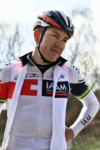 Australian Heinrich Haussler of IAM Cycling pictured during a track reconnaissance, on April 1, 2016, ahead of Tour of Flanders