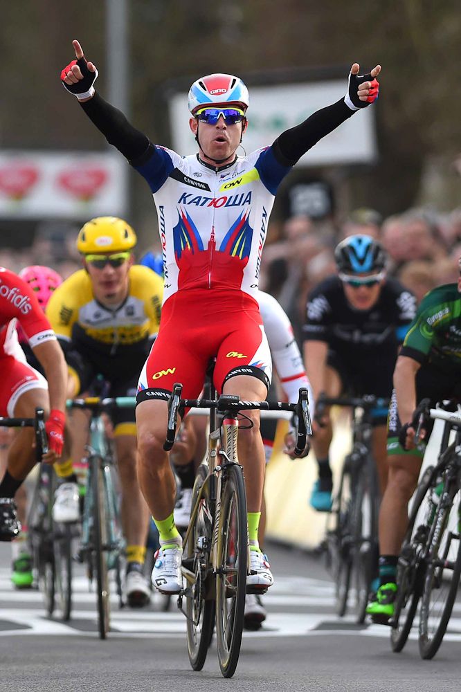 Alexander Kristoff celebrates his win.