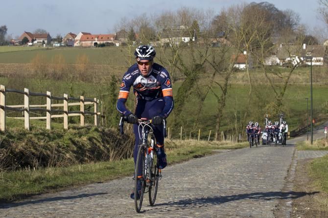 Champion System riders recon the Omloop Het Nieuwsblad route.