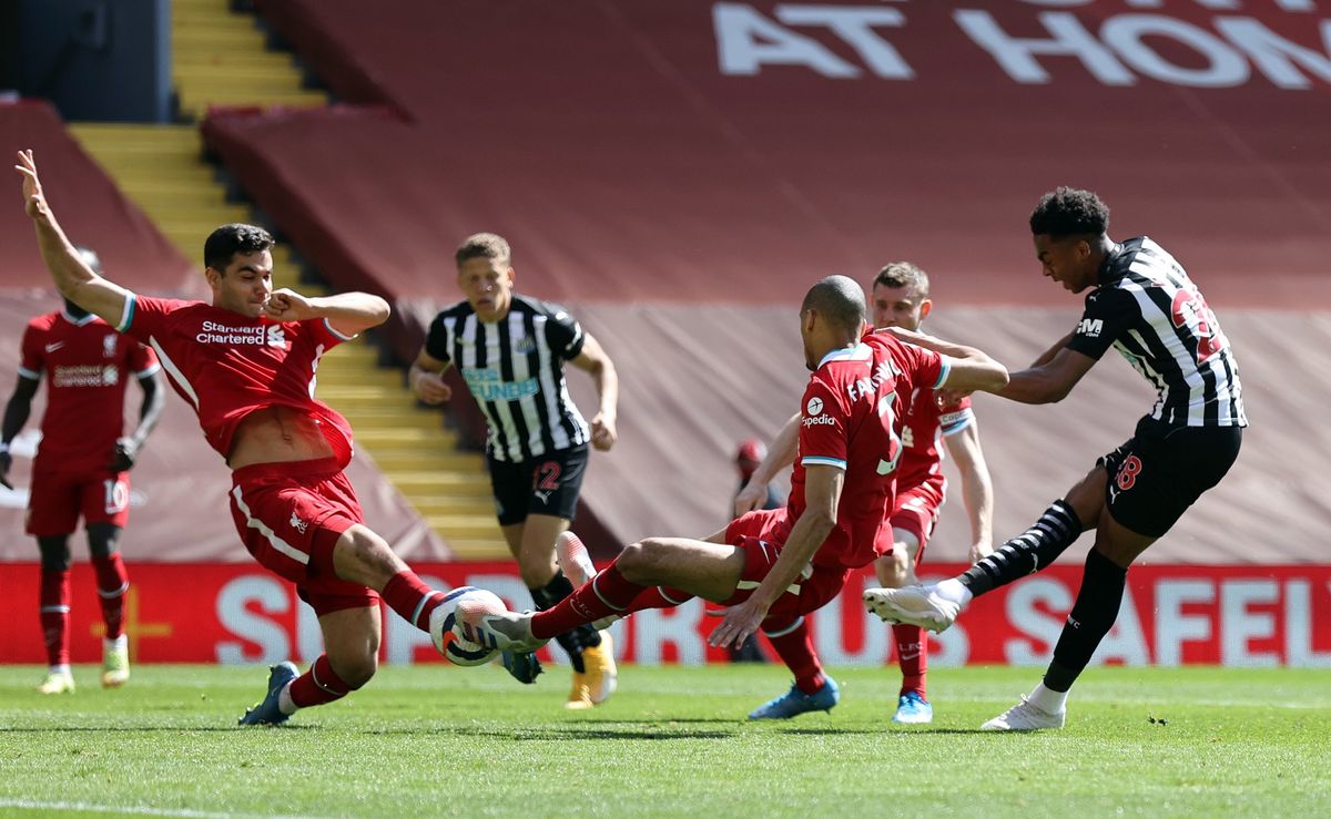 Joe Wilock scoring against Liverpool