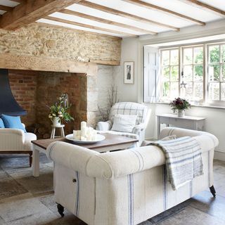 living room with white sofa