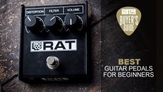A Pro Co Rat 2 distortion pedal on a wooden floor