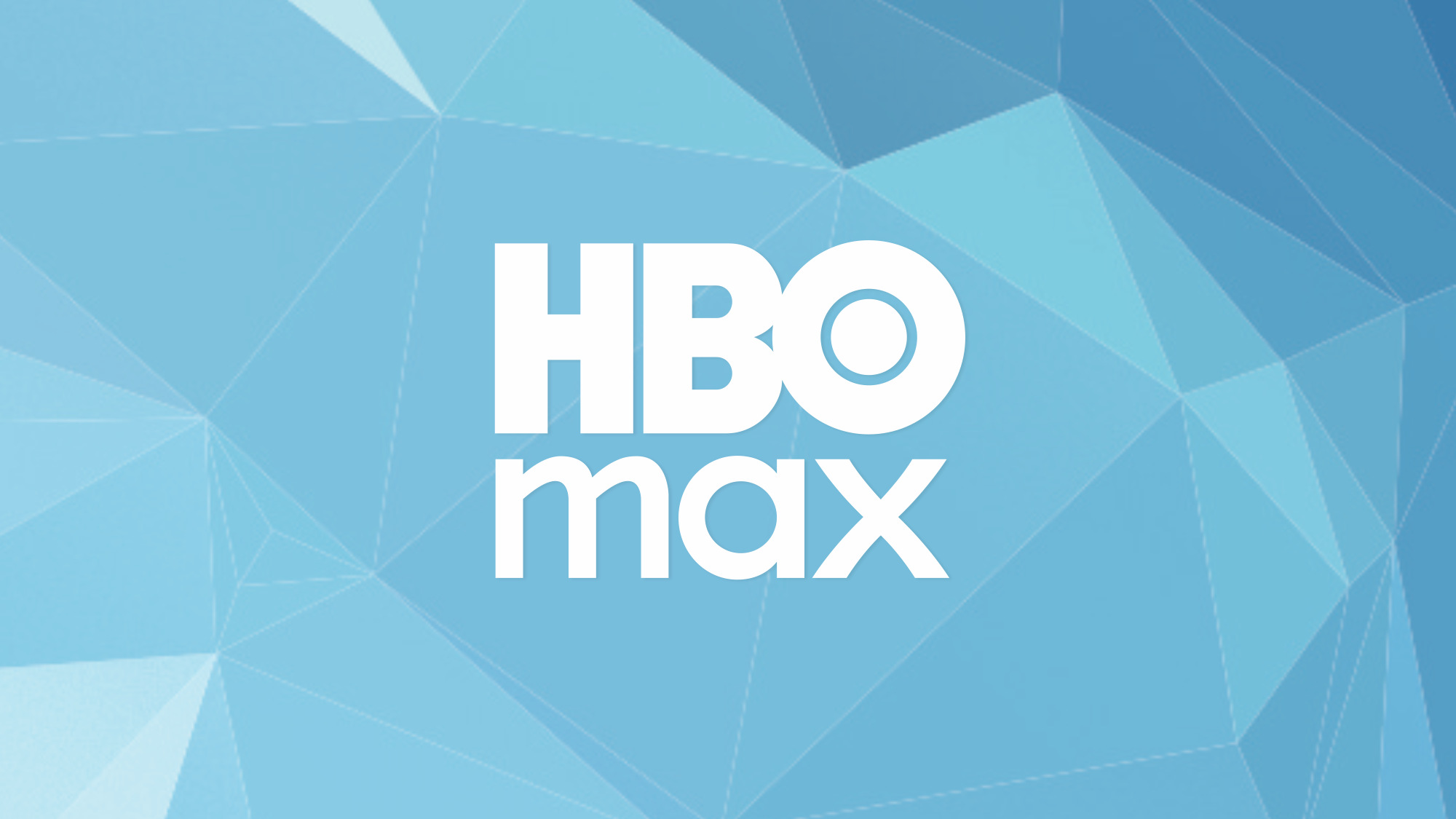 HBO Max logo on a geometric blue background
