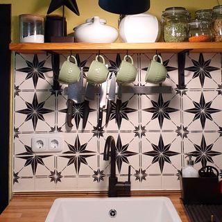 kitchen with stencil tiles