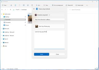 File Explorer Share with Outlook