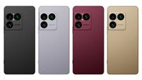 Four Sony Xperia 1 VIII phones on a white background. They are in four different colours: black, silver, red and gold.