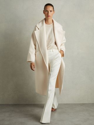 Wool-Blend Blindseam Coat in Cream