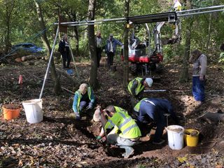 In October this year a team of British archaeologists excavated the V1 crater in Packing Wood.