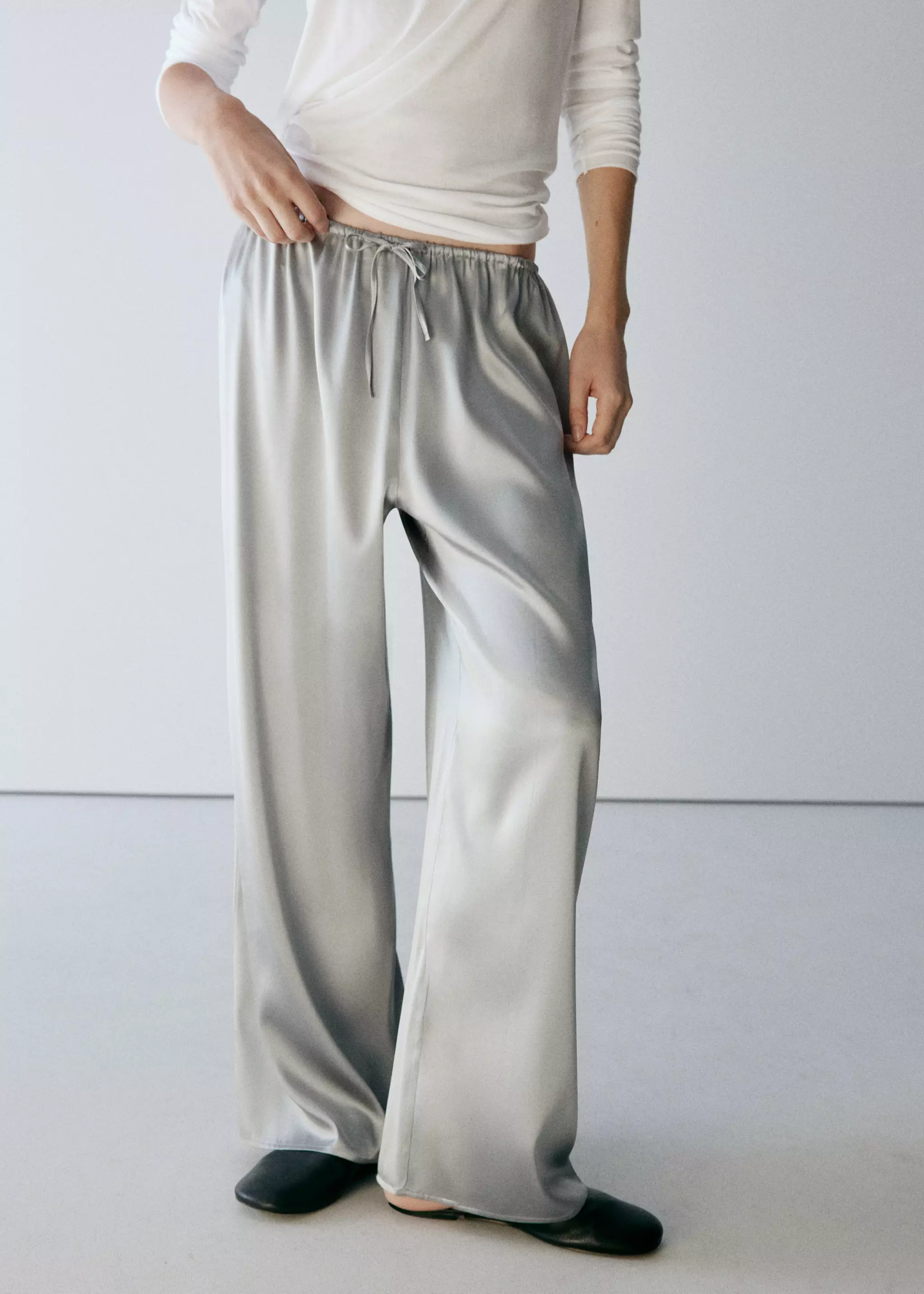 Straight-Leg Silk Trousers - Women | Mango United Kingdom