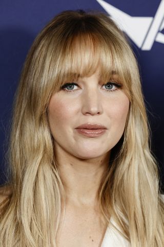 A photo of Jennifer Lawrence with long blonde bangs