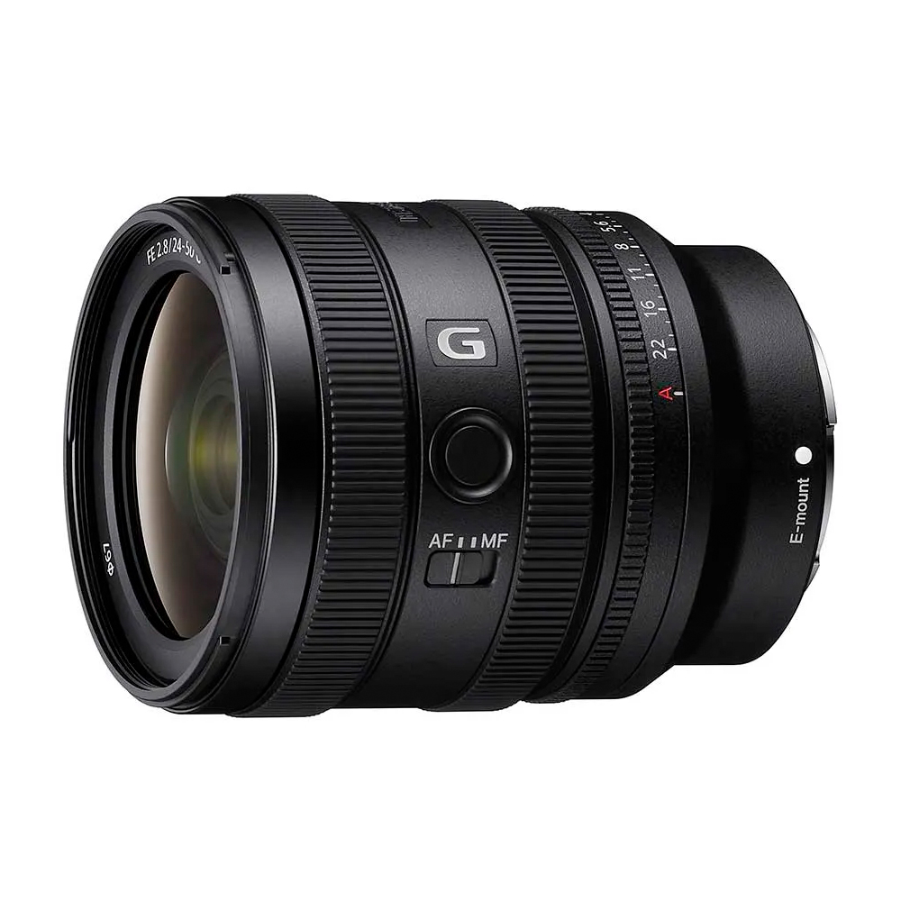 Sony FE 20mm f/1.8 G on a white background