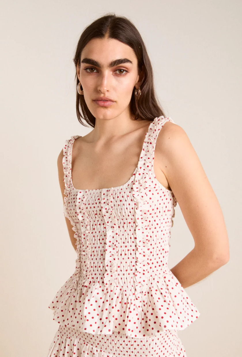 An image of a polka-dot top from Damson Madder.