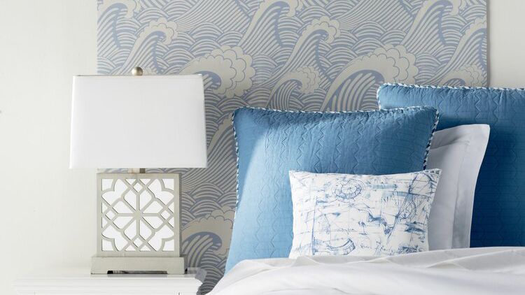 DIY headboard with wallpaper