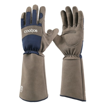 Cooljob Rose Pruning Thorn Proof Gardening Gloves, Long Sleeve Puncture Proof Gloves With Forearm Protection for Women and Men, Large Size, Navy &amp;amp; Grey (1 Pair L)
