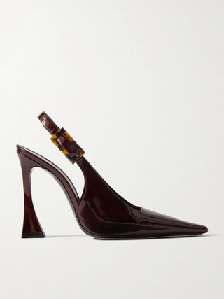 Patent-Leather Slingback Pumps in dark brown