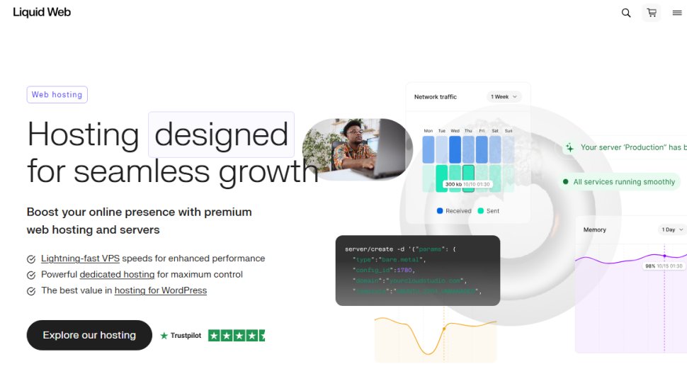Website screenshot of Liquid Web (August, 2025)