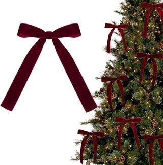 12pcs Burgundy Red Velvet Bows for Christmas Tree Decorations Wreath Garland Velvet Bows With Twist Tie (burgundy)