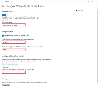 Configure Storage Sense on Windows 10