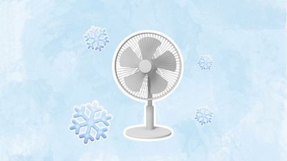 A fan with snowflake emojis around it