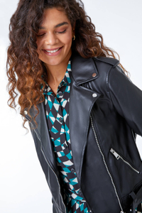 4. Black Faux Leather Biker Jacket
RRP: £65
Sponsored
Embrace the changing seasons and dropping temperatures in style with this chic faux leather biker jacket. 
Team with your favourite pair of jeans and a warm winter boot for an on-trend autumn look that you can wear at any time of day. 