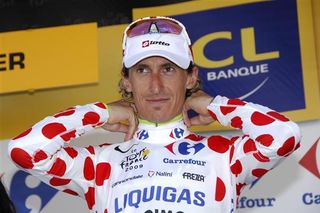 Franco Pellizotti (Liquigas) collects another spotty jumper