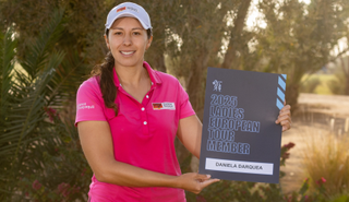 Daniela Darquea holds an LET card