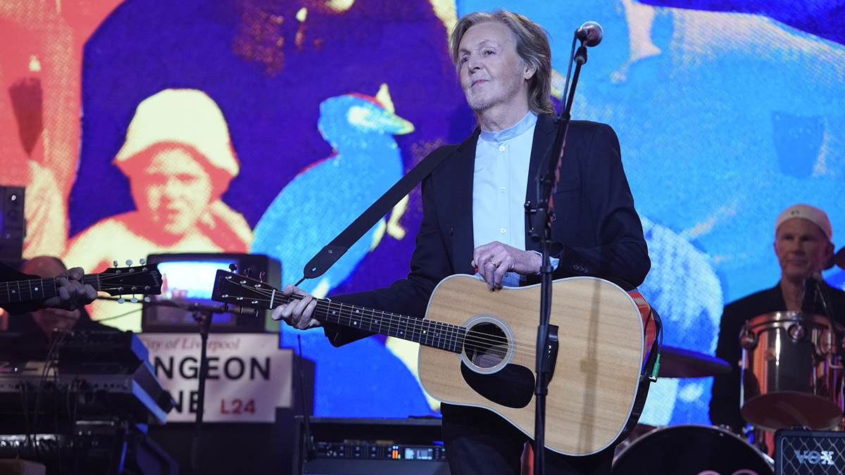 SATURDAY NIGHT LIVE -- Episode 1904 -- Pictured: Musical guest Paul McCartney performs "Days We Left Behind" on Saturday, May 16, 2026 -- (Photo by: Lloyd Bishop/NBC via Getty Images)