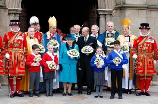 Queen Elizabeth II and Prince Philip, Duke of Edinburgh attend the traditional Royal Maundy service