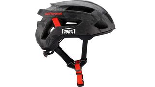 100% Altis Gravel helmet in the Black and Red colorway side on