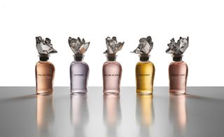 New Louis Vuttion perfumes in bottles designed by Frank Gehry perfumes including Stellar Times,Symphony, Dancing Blossom, Rhapsody, Cosmic Cloud