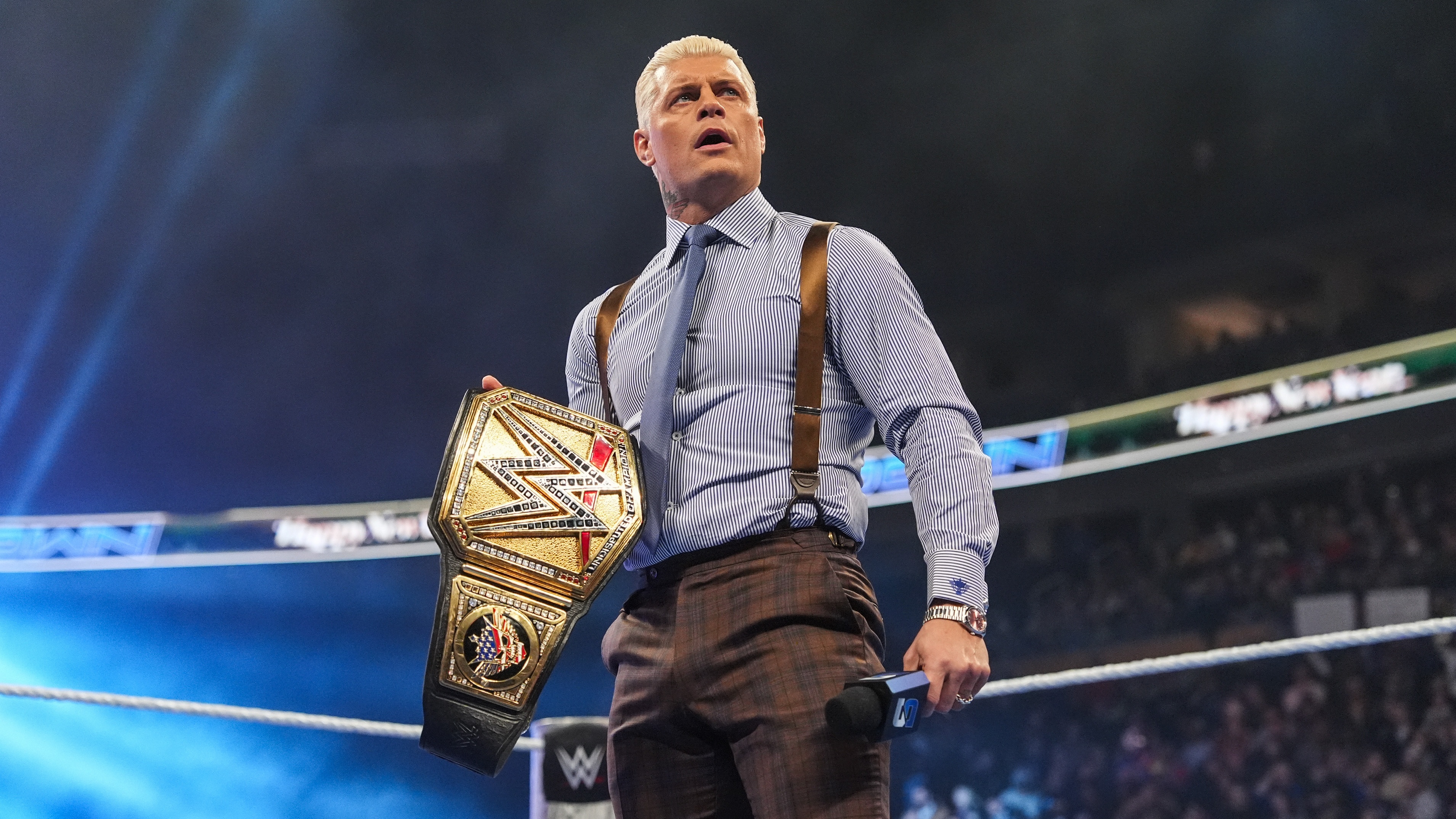 Cody Rhodes looks on in the ring during SmackDown at KeyBank Center on January 2, 2026 in Buffalo, New York. 