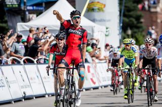 Taylor Phinney (BMC) celebrates after crossing the line