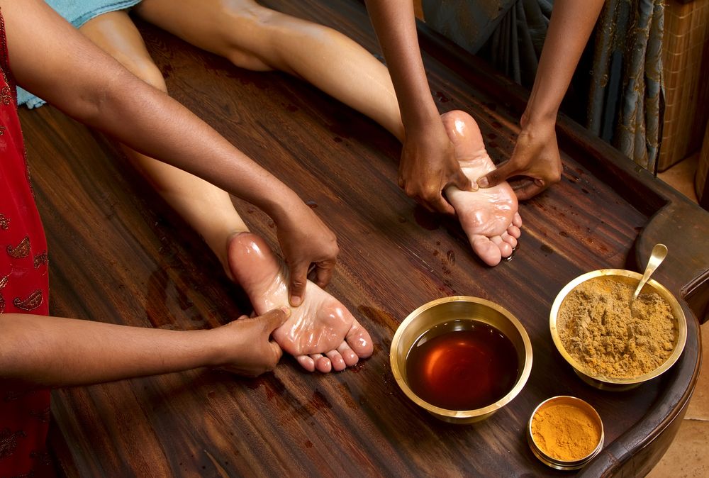 traditional Ayurvedic oil foot massage, health