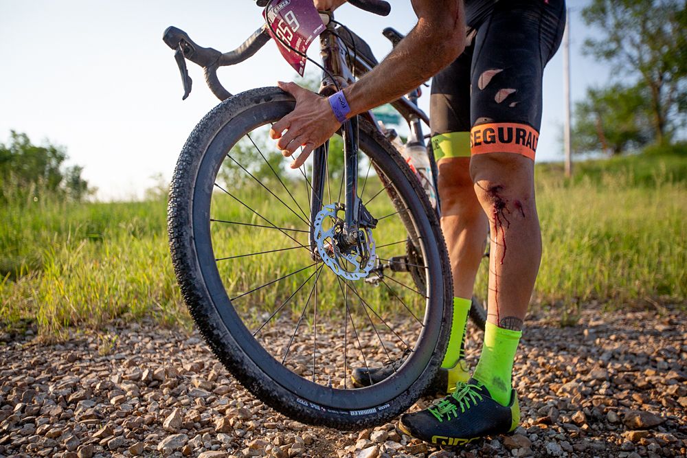 The rocks of the Flint Hills look inncouous but can defeat the best tires.