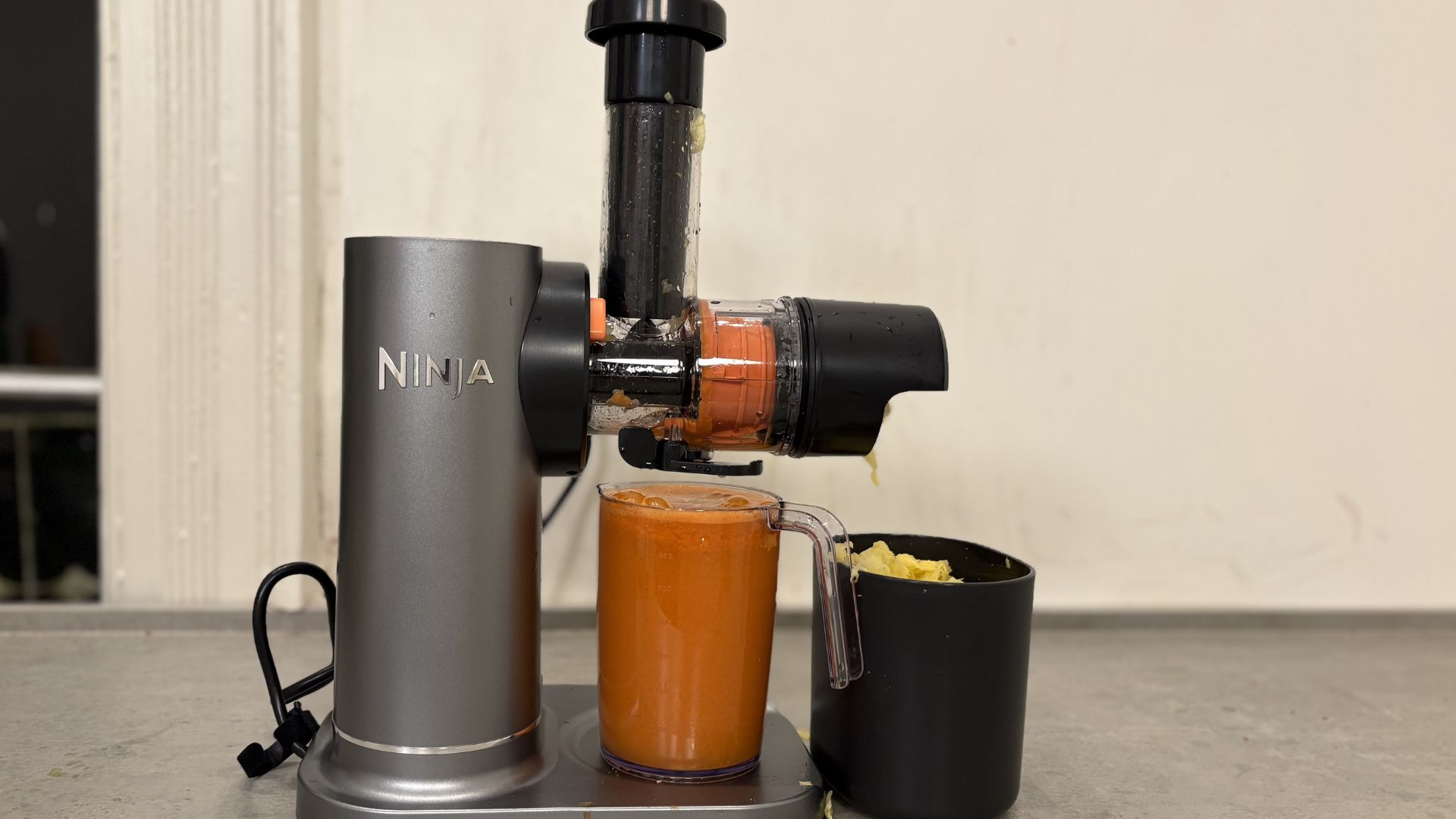 Testing the Ninja Cold Press Juicer on the counter
